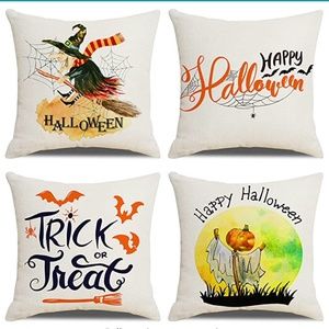 NEW Farmhouse Halloween Pillow Covers 18x18 Inch (Set of 4)